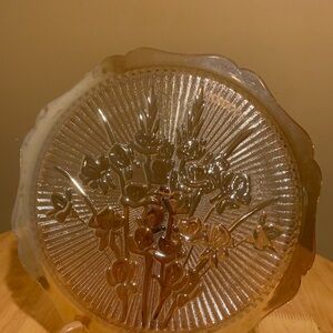 Vintage Amber Jeanette Carnival Glass Platter